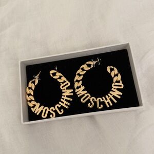 Moschino Gold Textured Hoop Earrings